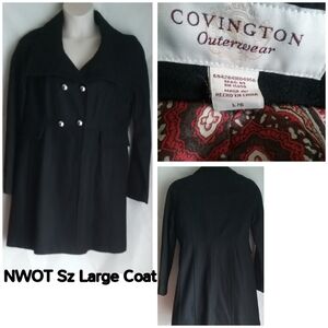 NWOT Women Black Coat Sz Large